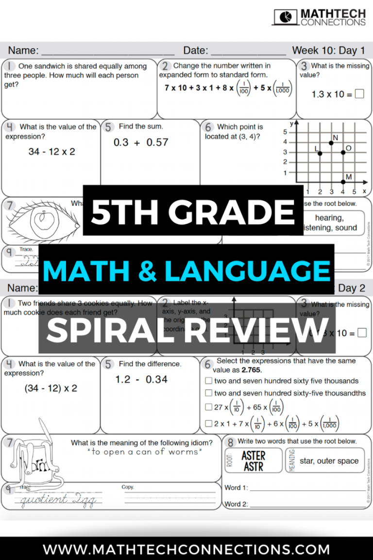 5th Grade Math Review Worksheets Free