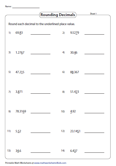 5th Grade Math Decimals Worksheets With Answer Key