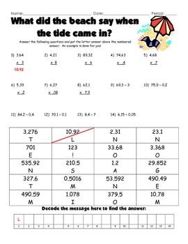 5th Grade Multiplying Decimals Worksheets Pdf