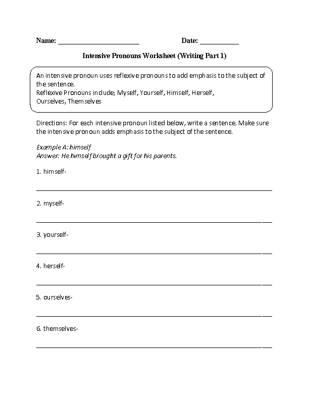 6th Grade Pronoun Worksheets For Grade 6