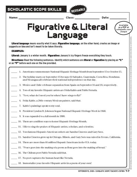 5th Grade Language Arts Worksheets Printable