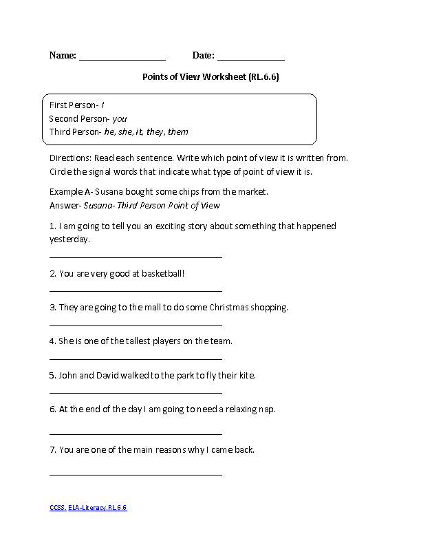 6th Grade English Worksheets Free