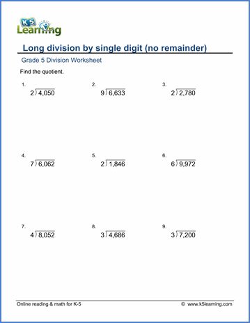 5th Grade Division Problems With Remainders