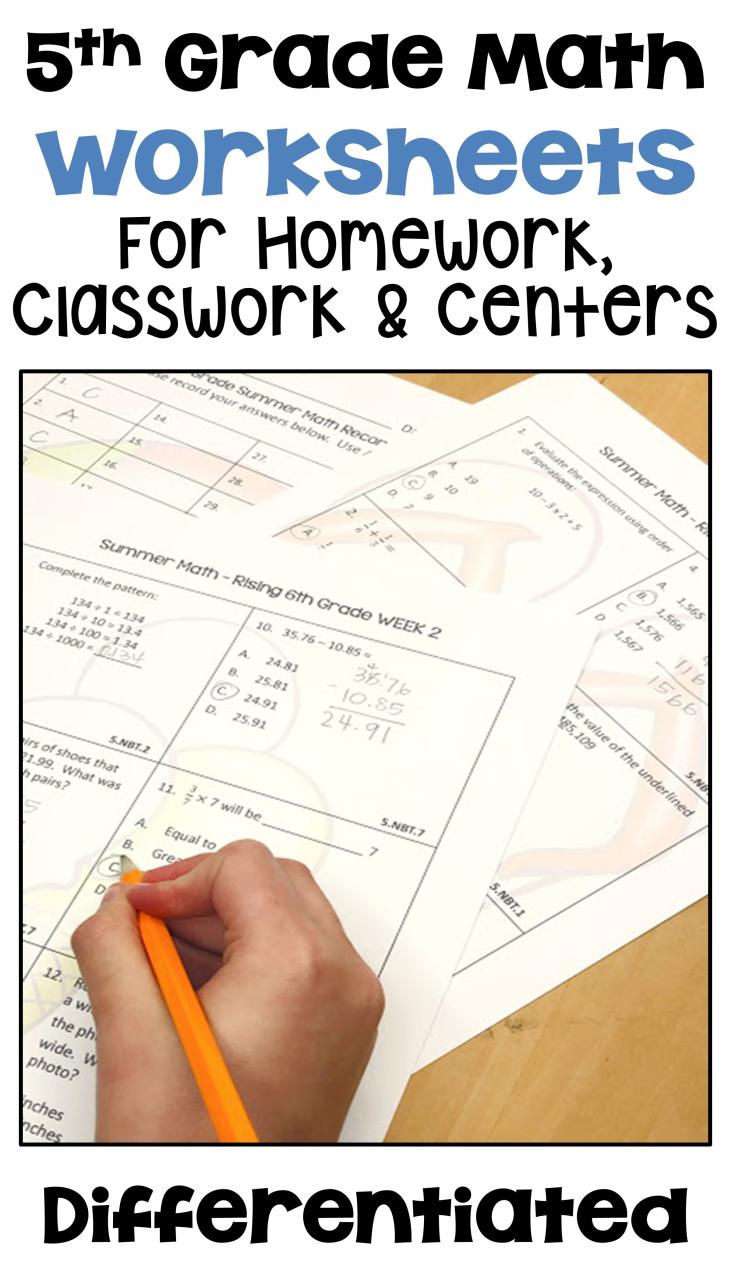 5th Grade Math Review Printable Worksheets