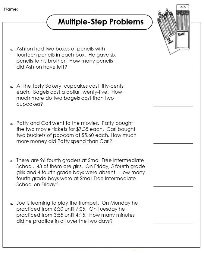 5th Grade Math Worksheets Multi Step Word Problems