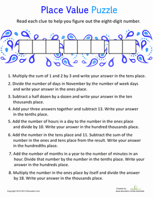 6th Grade Place Value Worksheets