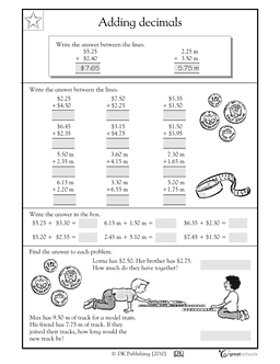 5th Grade Math Worksheets Adding Decimals