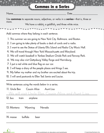 5th Grade Grammar And Punctuation Worksheets