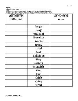 6th Grade Synonyms