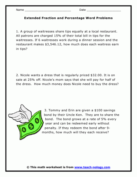 7th Grade Fraction Word Problems Worksheets With Answers