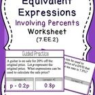 7th Grade Equivalent Expressions Worksheet