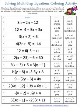 7th Grade Math Multi Step Equations Worksheets