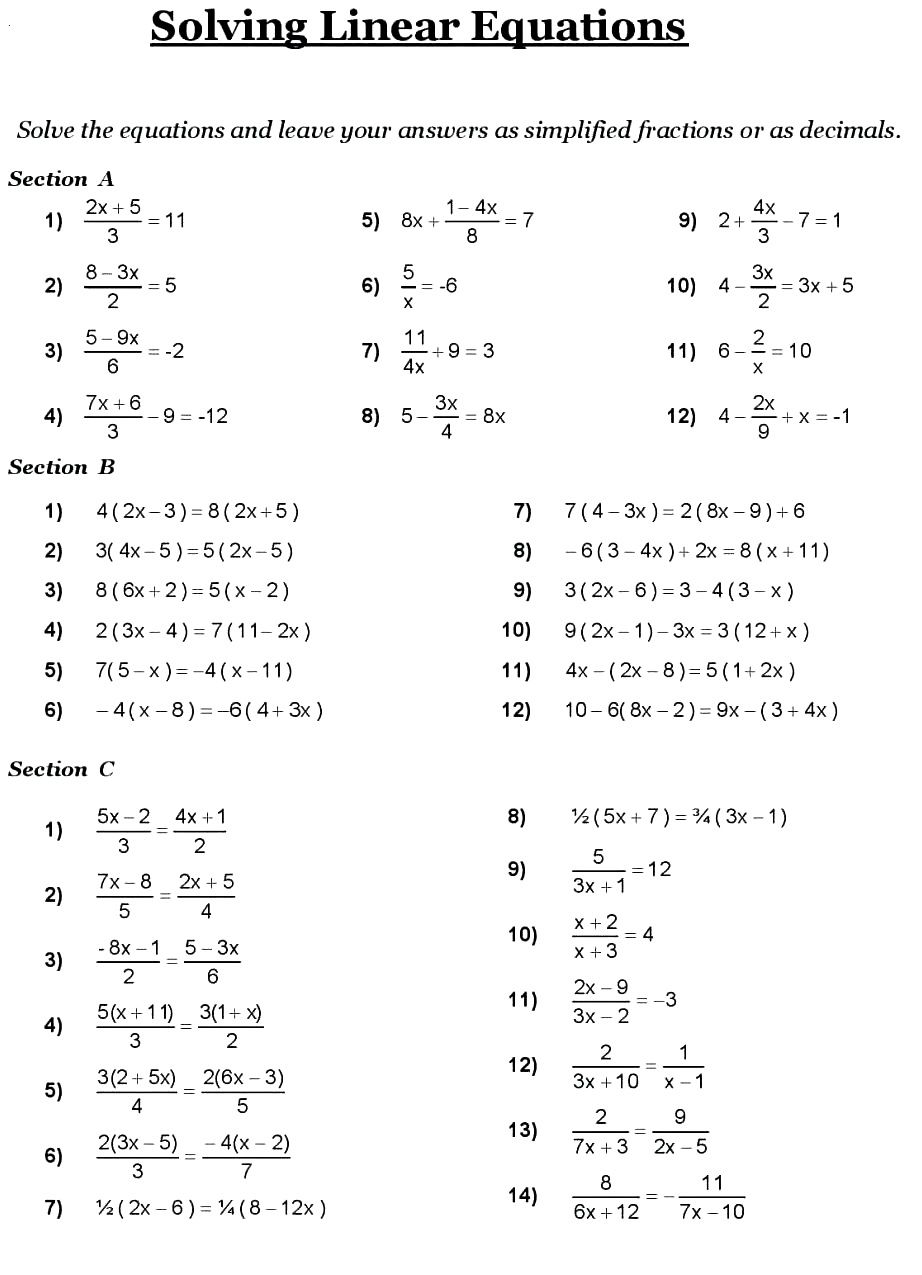 8th Grade Math Problems 8th grade math worksheets, Algebra worksheets