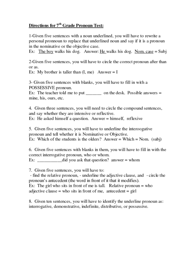 7th Grade Adjectives Worksheets