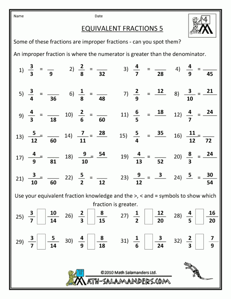 Grade 9 Math Worksheets Fractions