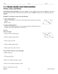 Geometry Worksheet 1.1 Answers