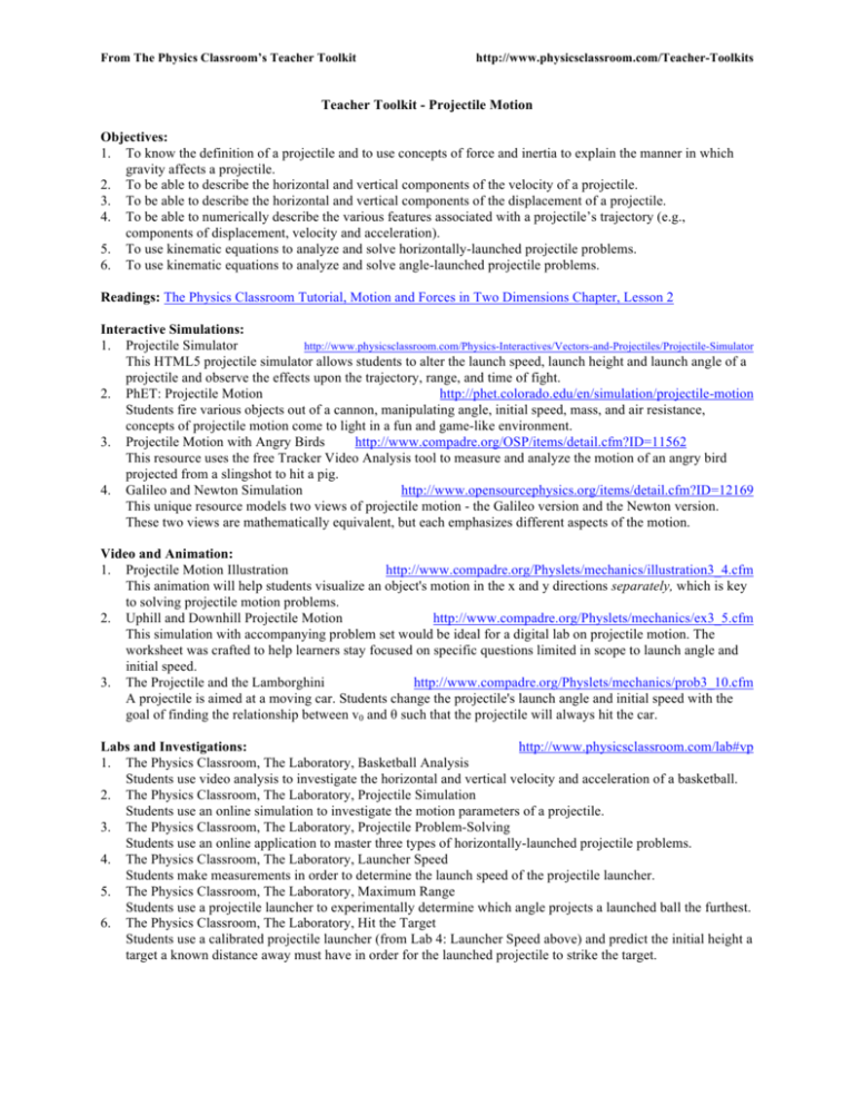 Phet Projectile Motion Worksheet