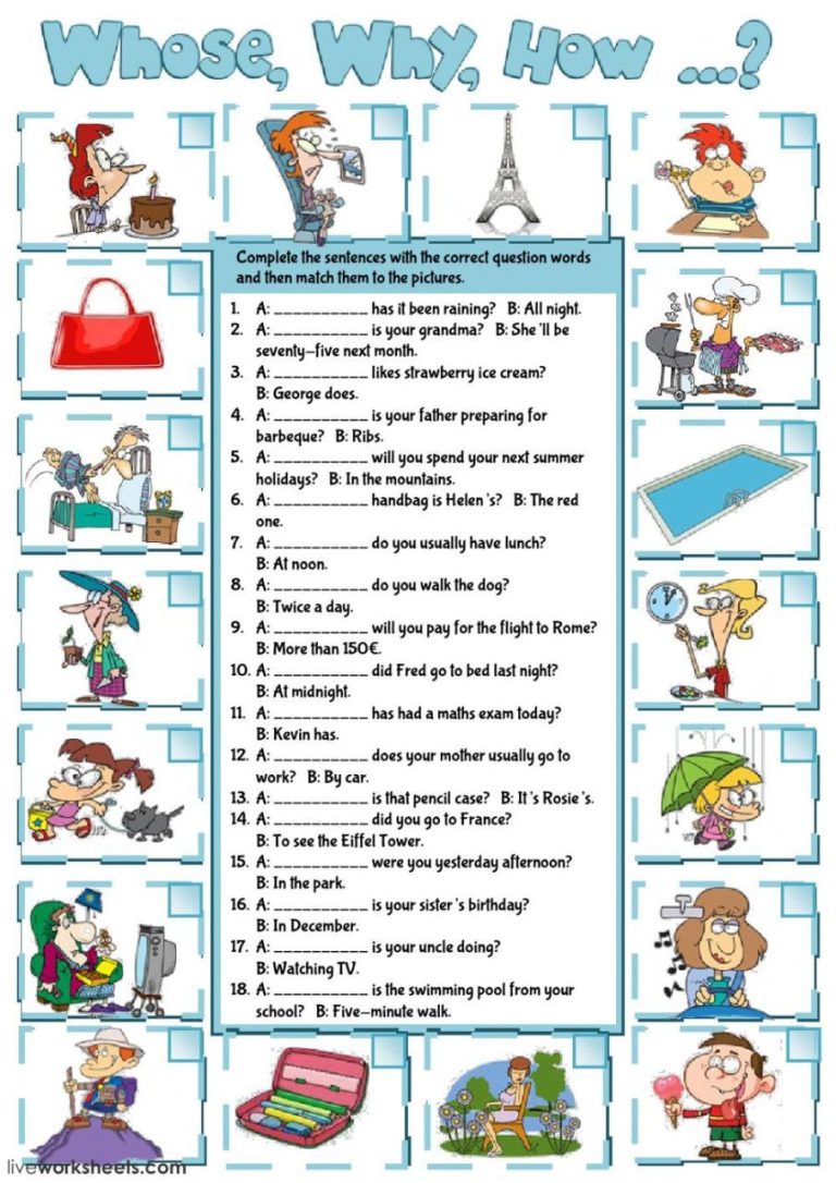 Question Words Worksheet