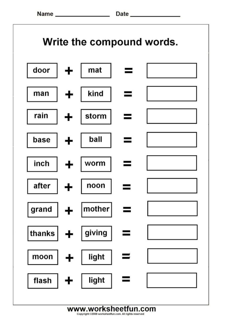 3rd Grade Compound Words Worksheet Grade 3