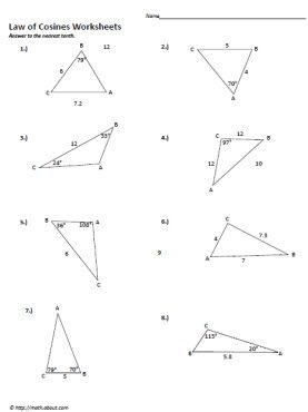 Law Of Cosines Worksheet Pdf