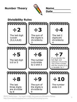 Printable Divisibility Rules Worksheet Pdf