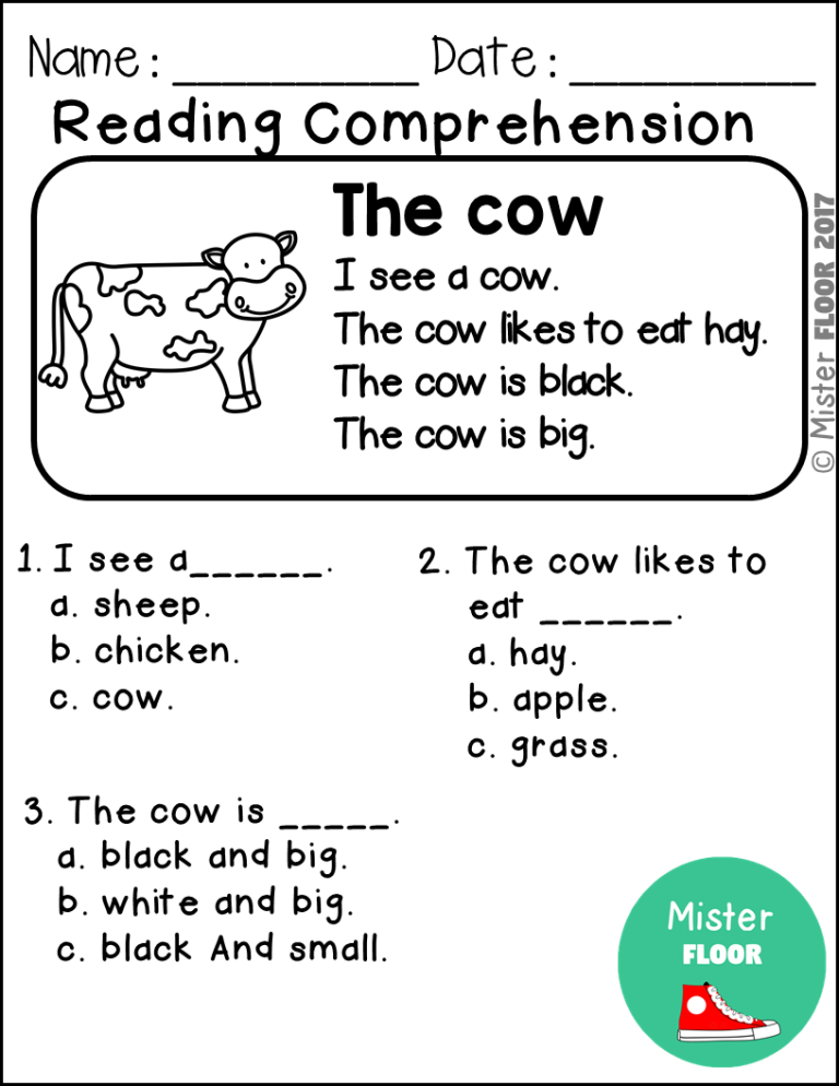 Comprehension For Class 1 In English