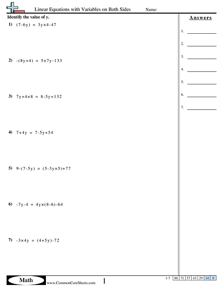 Solving Equations For A Variable Worksheet