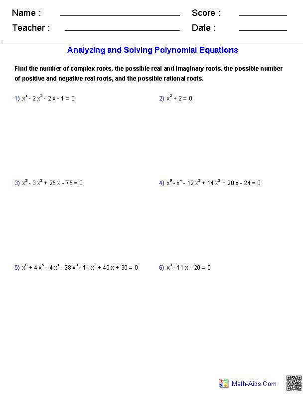 Graphing Polynomial Functions Worksheet Pdf