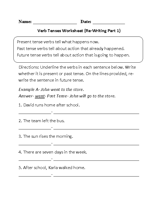 Verbs Worksheets For Grade 5 With Answers