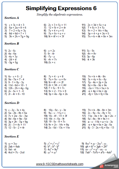 Grade 8 Math Worksheets