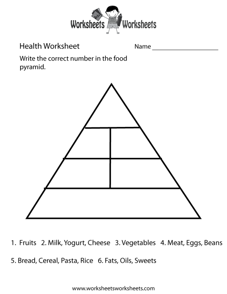 Food Pyramid Worksheet Pdf