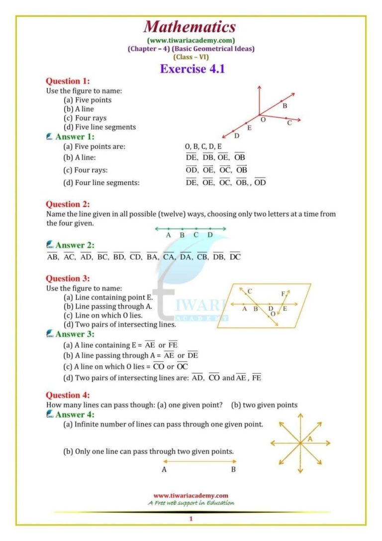 5th Grade Class 6 Maths Chapter 1 Worksheet