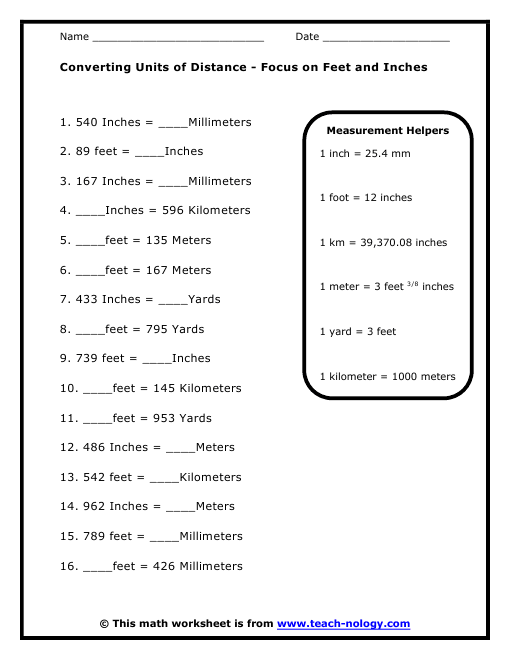 Unit Conversion Worksheet Physics