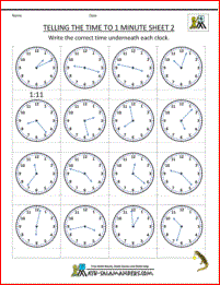 Telling Time To The Minute Worksheets Grade 4