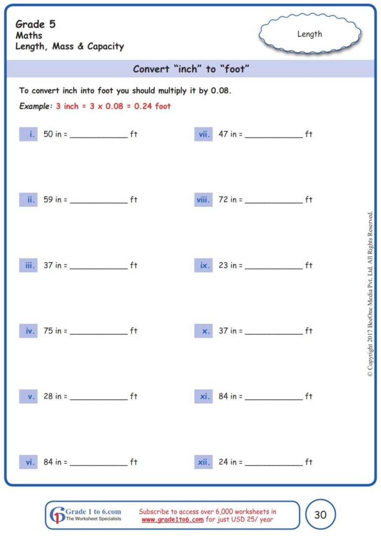 5th Grade Math Worksheets Grade 5