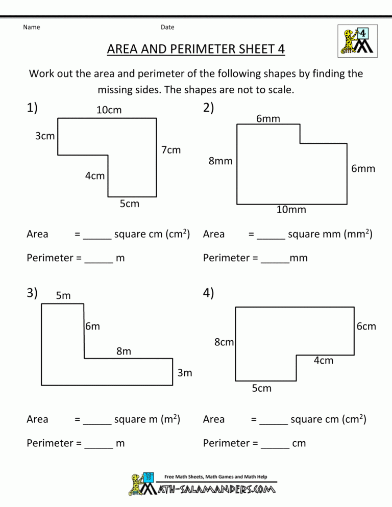 4th Grade Perimeter Worksheets Pdf