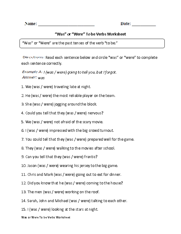 Aspect Of Verbs Worksheets For Grade 5