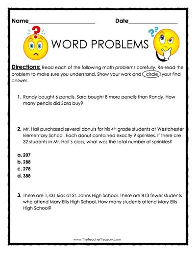 Mixed Word Problems For Grade 4