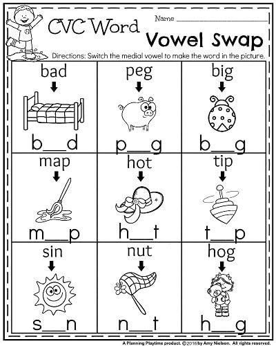 Cvc Words Worksheets For Kindergarten