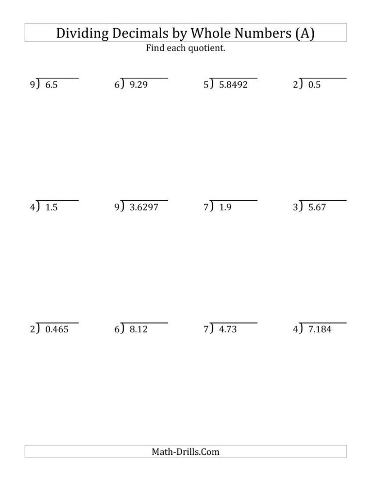 Multiplying And Dividing Decimals Worksheets With Answers