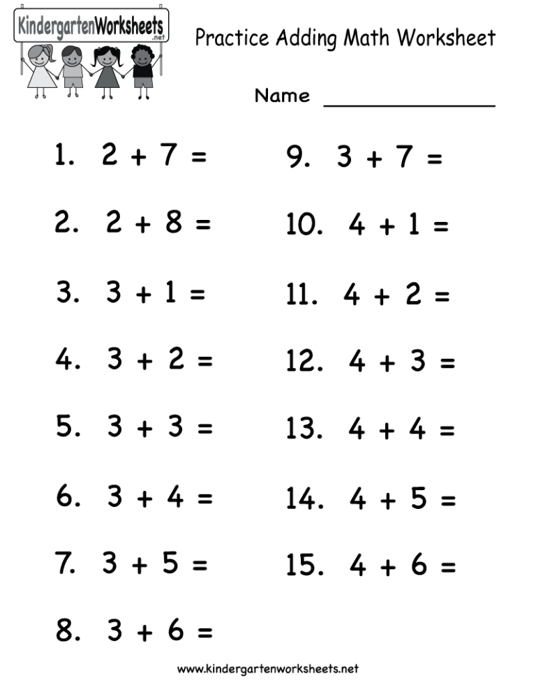 Easy Math Sheets For Kindergarten