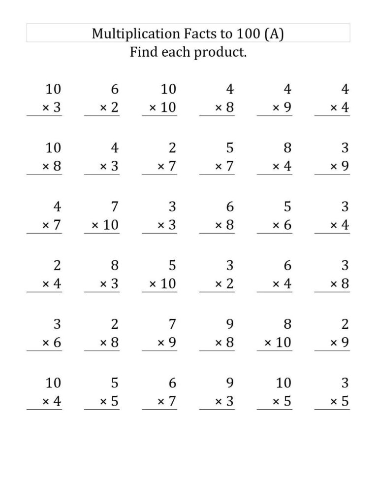 4th Grade Multiplication Worksheets Grade 3