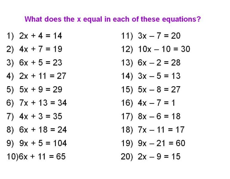 Algebra 6th Grade Math Worksheets Pdf