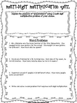 5th Grade 2 Digit By 2 Digit Multiplication Word Problems