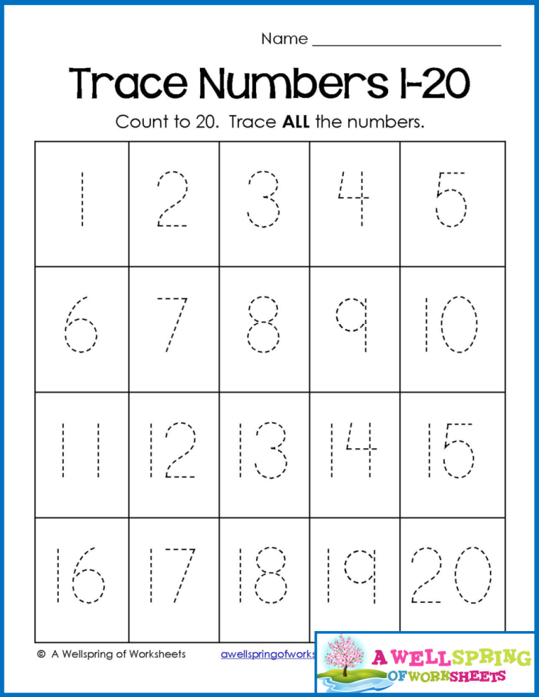 Tracing Worksheets Numbers