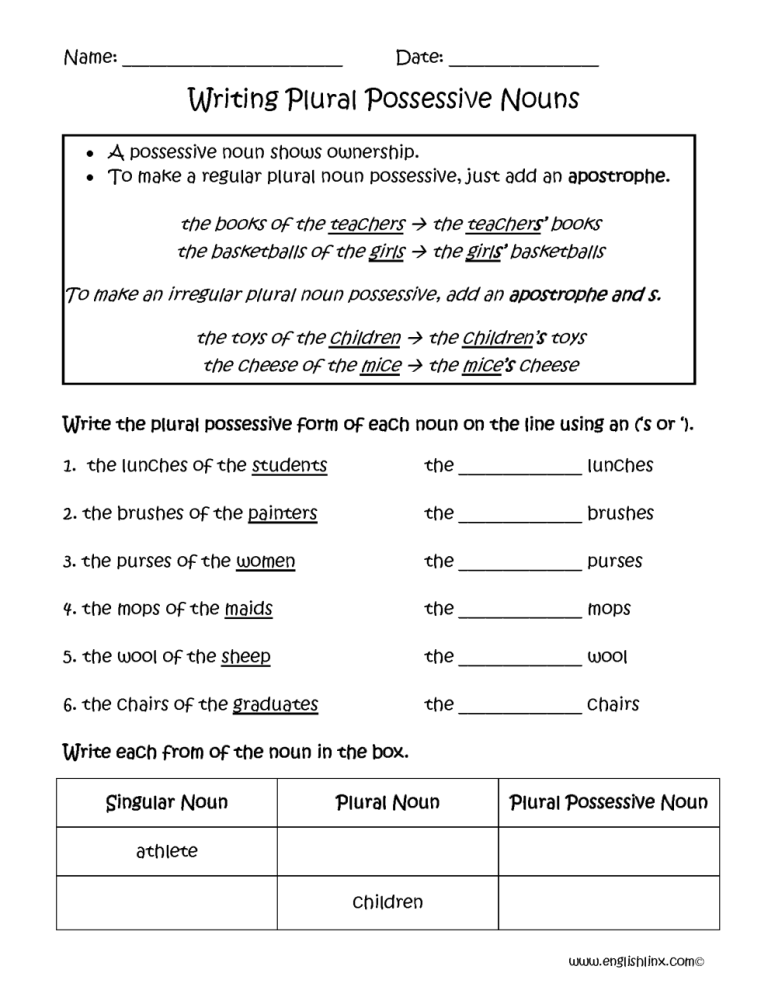 Grammar Singular And Plural Worksheets With Answers