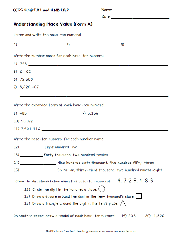 Fourth Grade Place Value Worksheets 4th Grade