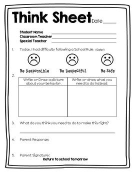 Think Sheet For Kids