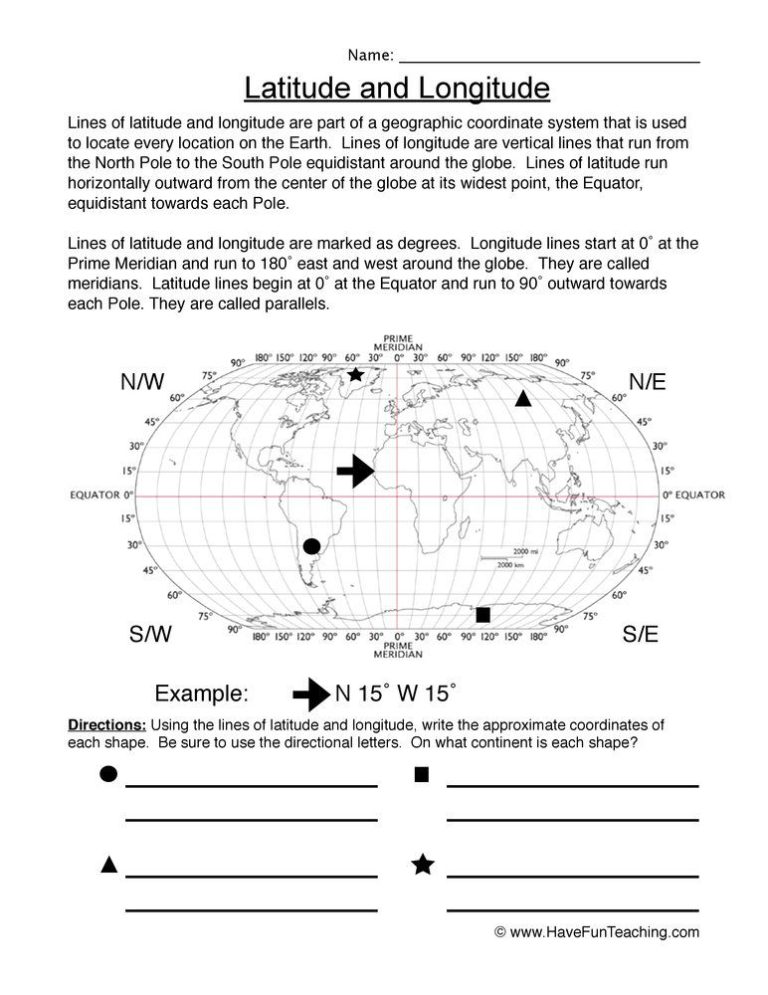 Latitude And Longitude Worksheets Free