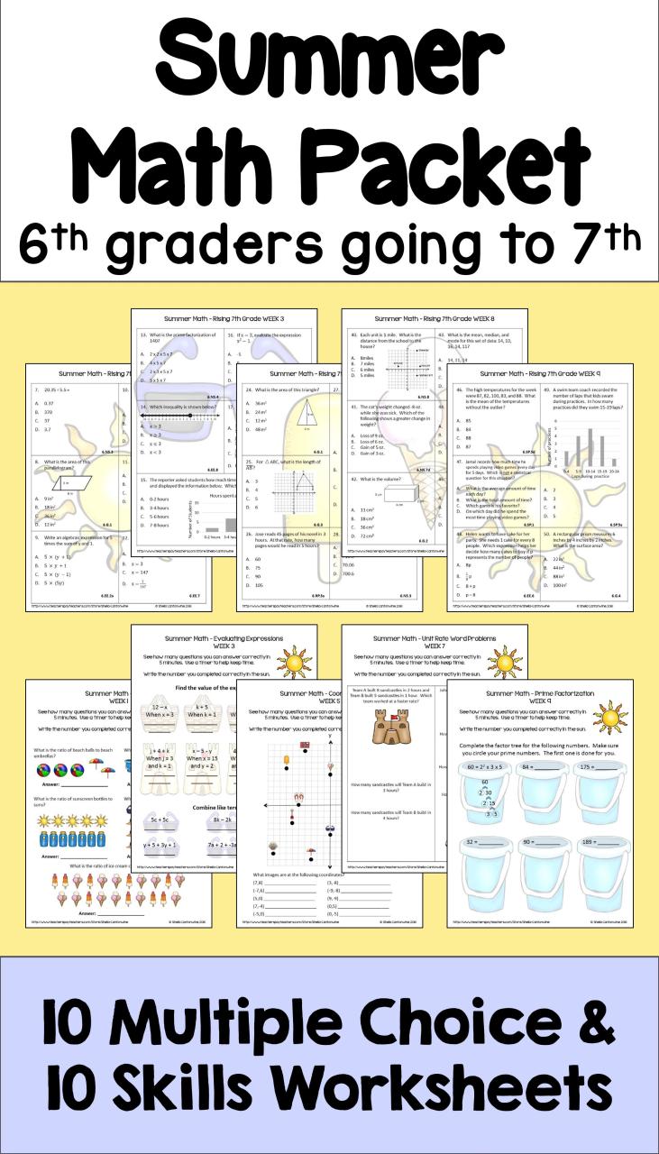 7th Grade Sixth Grade Math Worksheets